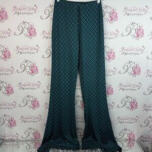 Ethnic pants wide leg flare Elegant Women's Wide Leg Pants - Blue and Black